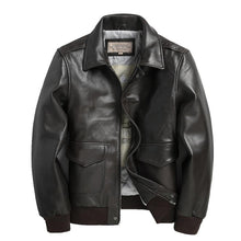 Load image into Gallery viewer, Dark Brown Men Pilot Leather Jacket Genuine Sheepskin